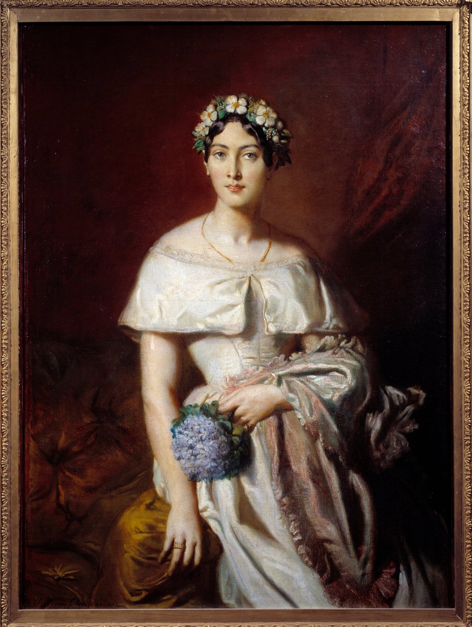 Mademoiselle de Cabarrus (Marie-Therese de Cabarrus) 的肖像。 西奥多·沙塞里奥 (1819-1856) 的绘画 作者 蒂奥多·切塞留