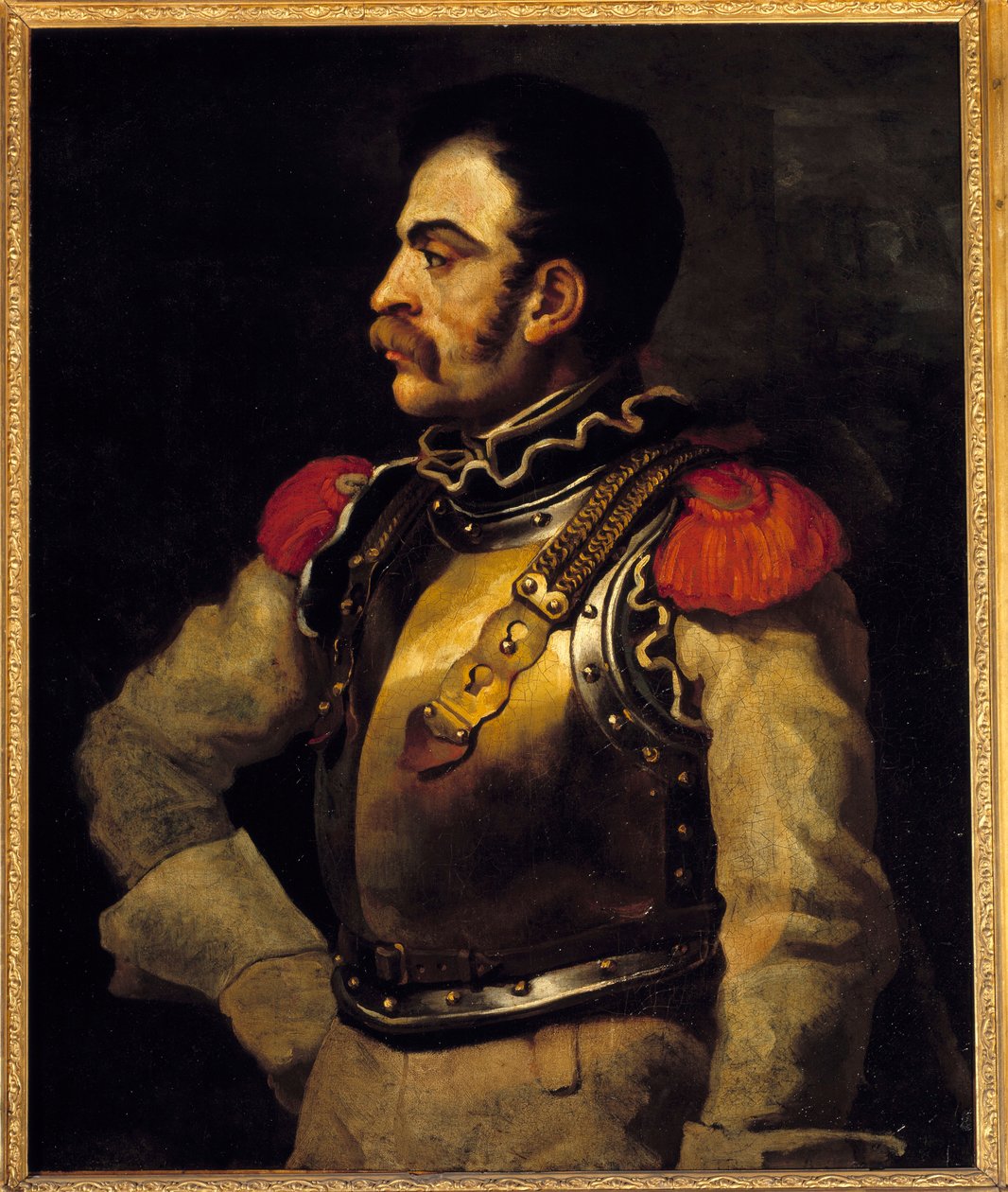 一名步枪男子看到身体中部。 Theodore Gericault (1791-1824) 的绘画 作者 西奥多·杰里科（Theodore Gericault）