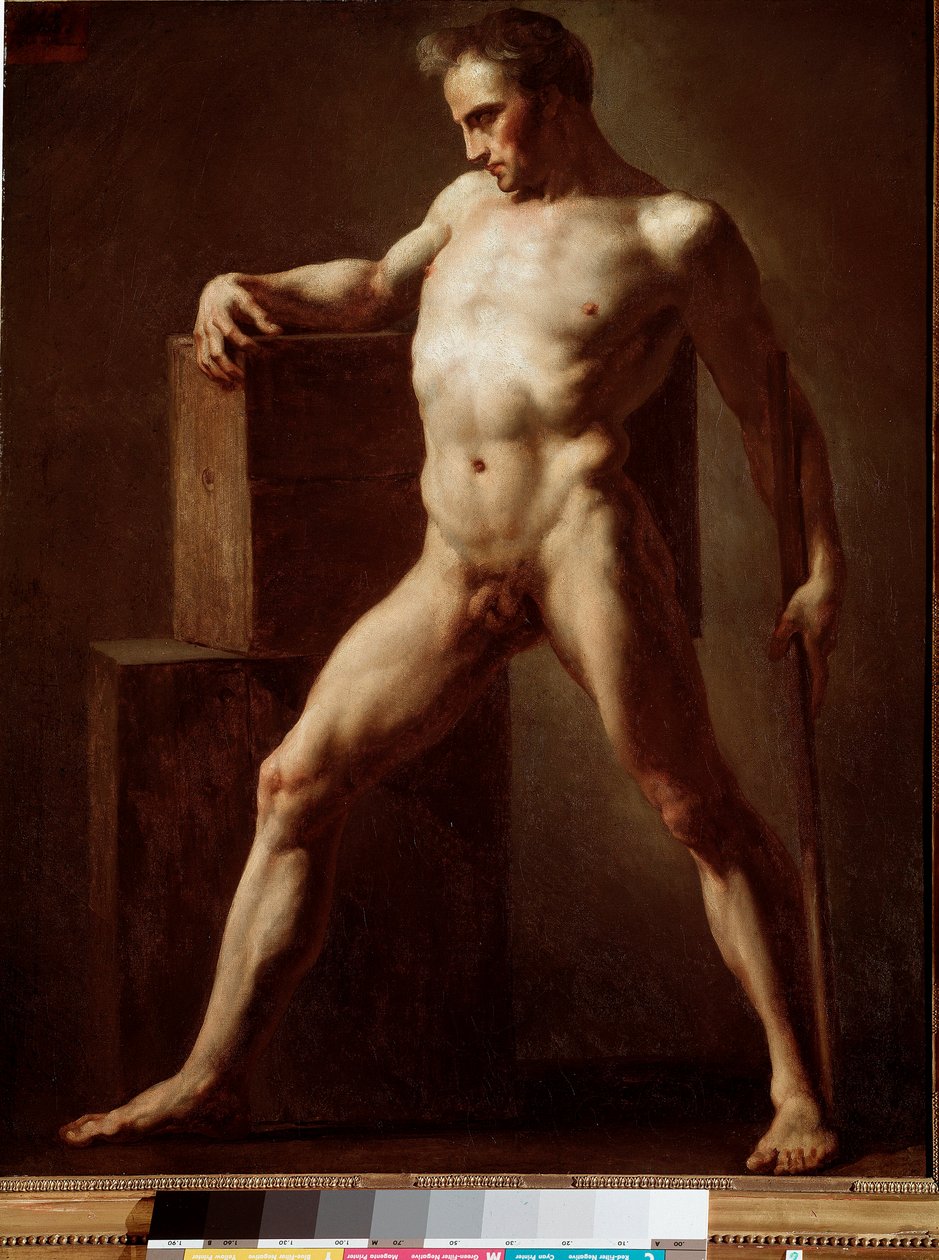 Academie 裸体的学术研究。Jean Louis Theodore Gericault (1791-1824) 1808-1812 太阳的绘画。79x62厘米 鲁昂，艺术博物馆 作者 西奥多·杰里科（Theodore Gericault）
