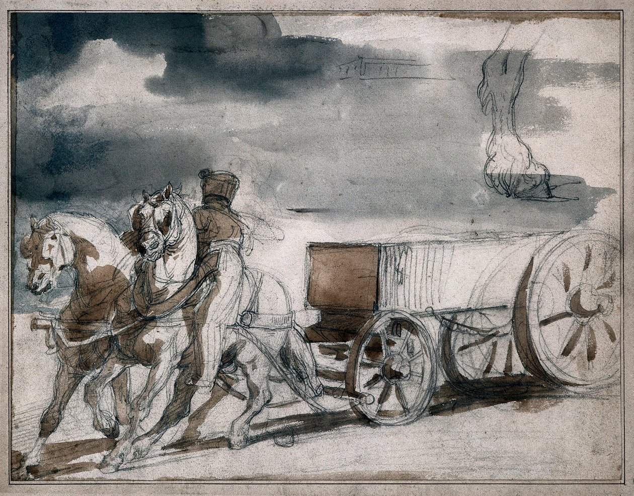 两匹马发射的弹药车 作者 西奥多·杰里科（Theodore Gericault）