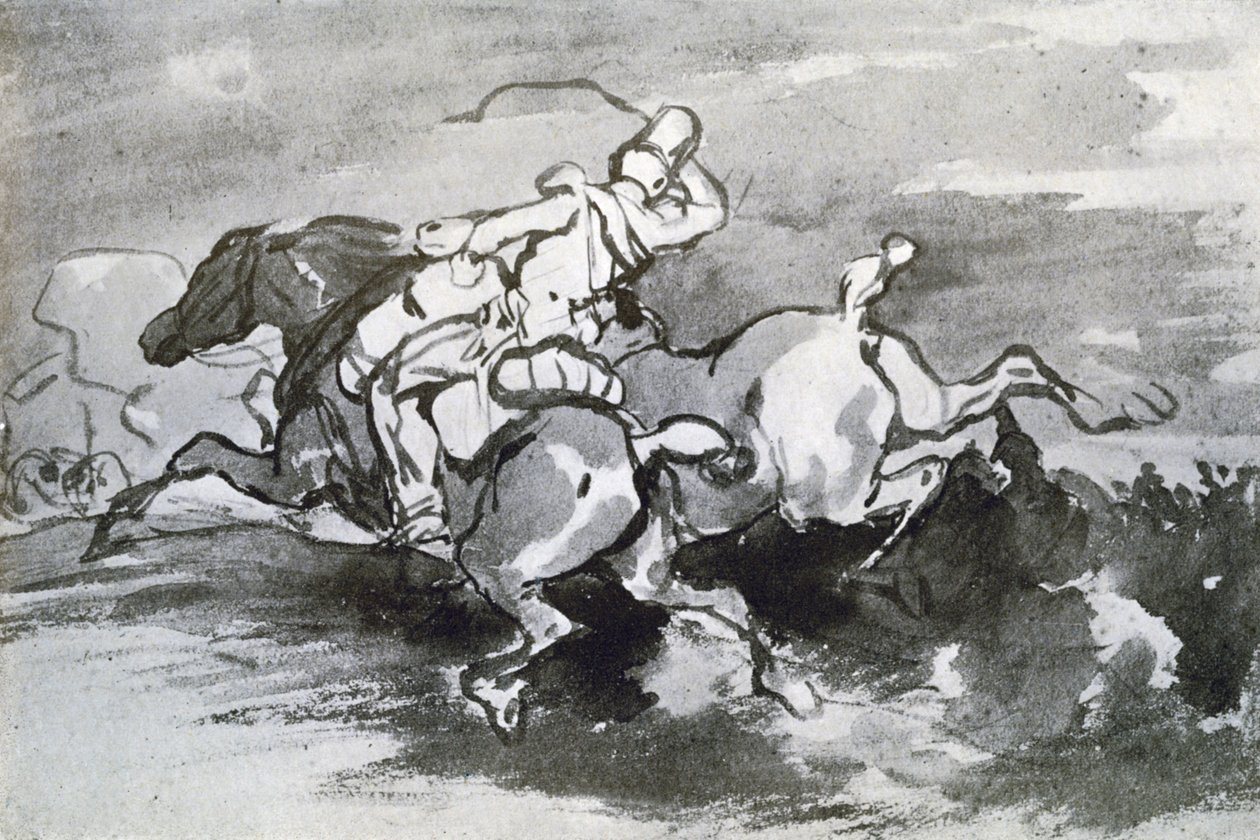 炮兵带领他的马匹进入战场，1913年。 作者 西奥多·杰里科（Theodore Gericault）