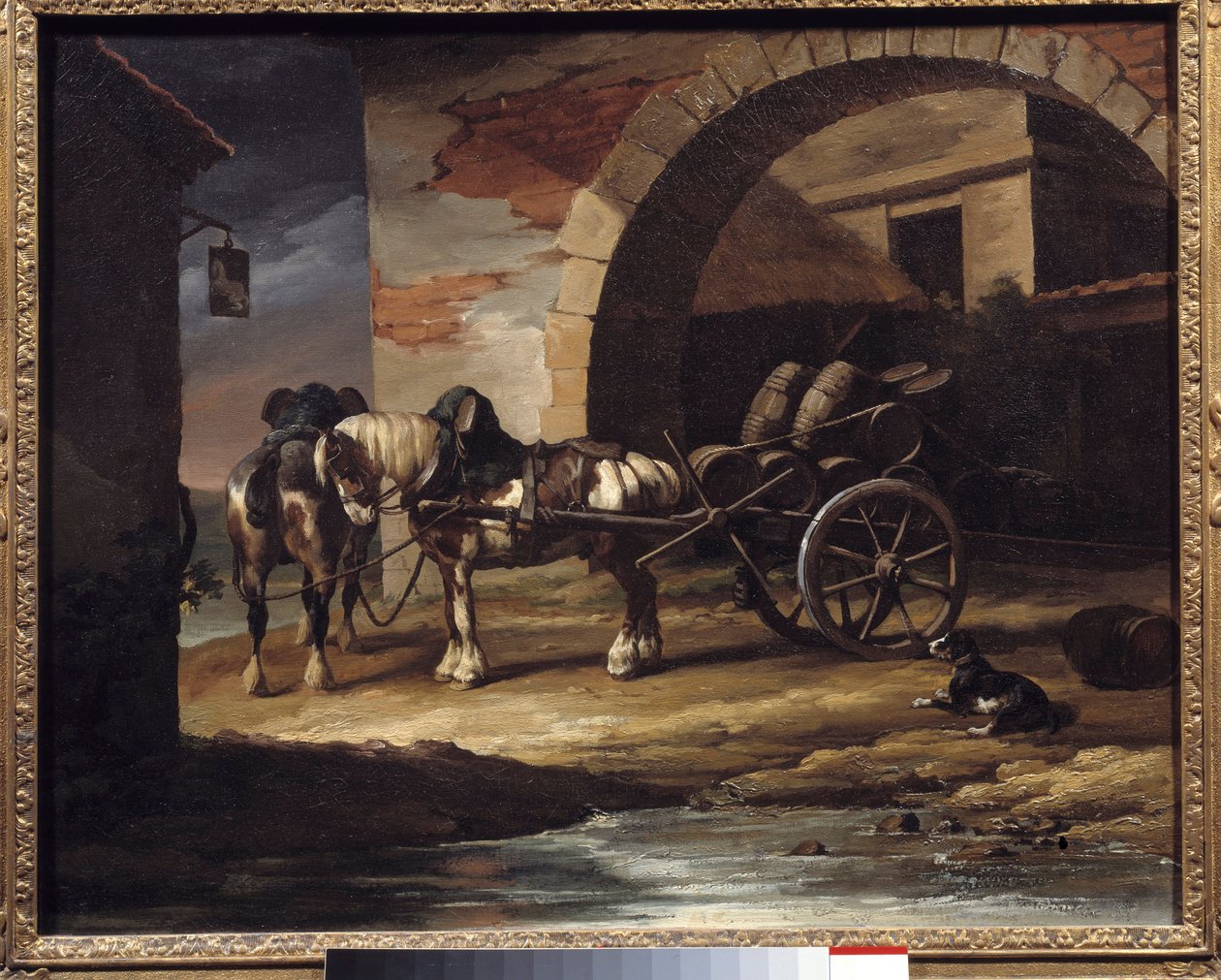 装有酒桶的车或Haquet 画作：Theodore Gericault (1791-1824) 1819年 Dim.0,6x0,73米 天意。艺术博物馆 作者 西奥多·杰里科（Theodore Gericault）