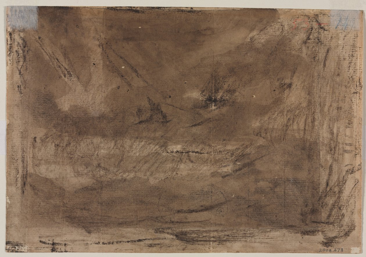 作曲研究？ （可能是“普桑的洪水”）（反面），c。 1816（棕色水洗和黑色蜡笔） 作者 西奥多·杰里科（Theodore Gericault）