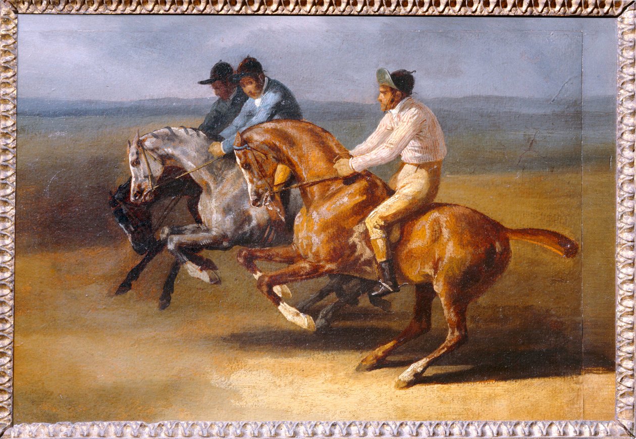 骑马比赛，起点向左 - 赛马... 作者 西奥多·杰里科（Theodore Gericault）