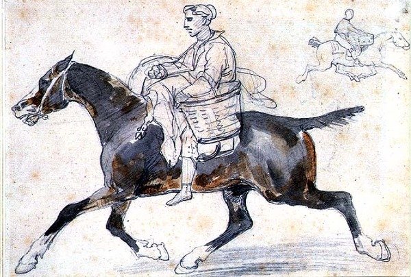马背上的英国屠夫(铅笔和水彩) 作者 西奥多·杰里科（Theodore Gericault）