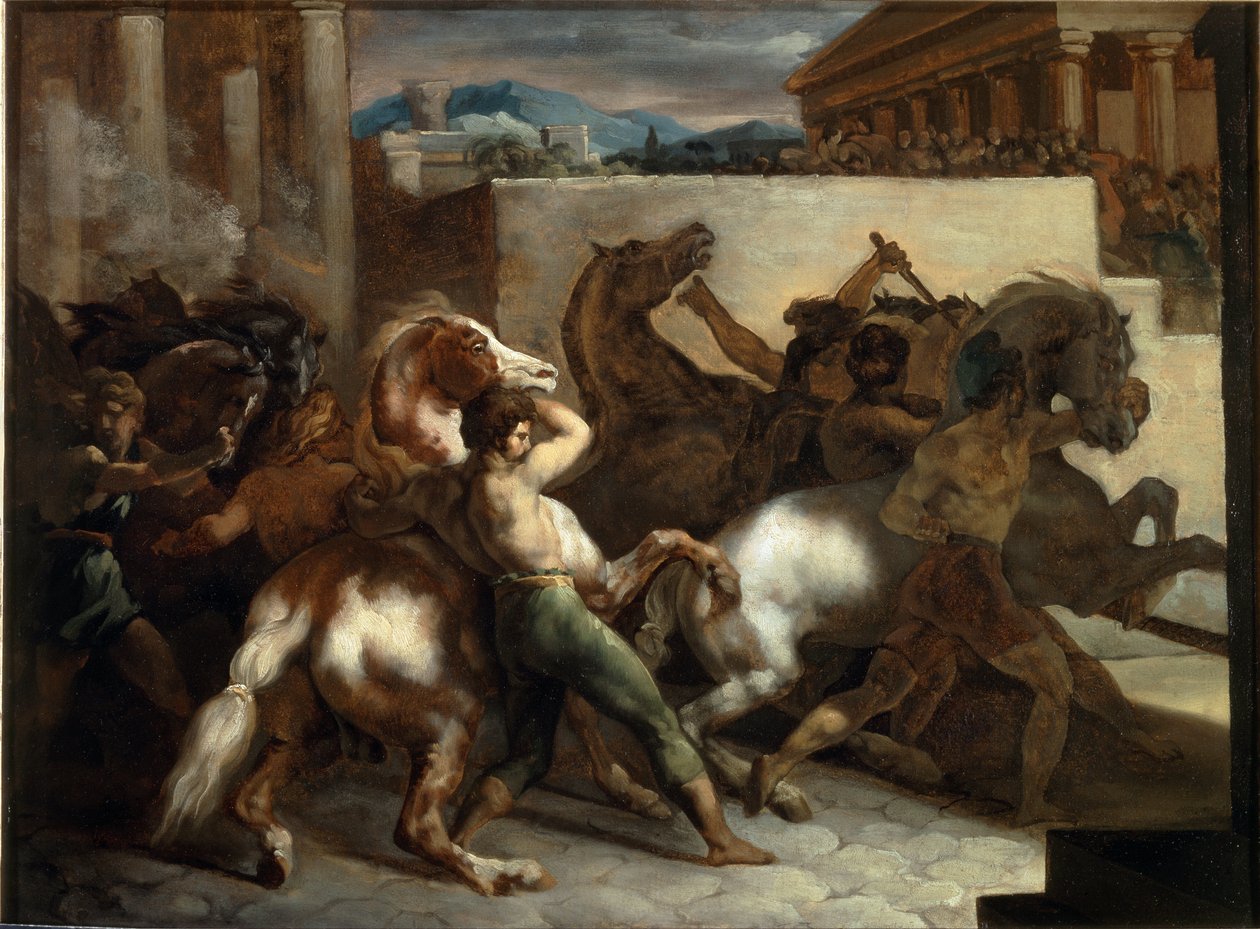 罗马的免费赛马 - 布面油画 作者 西奥多·杰里科（Theodore Gericault）