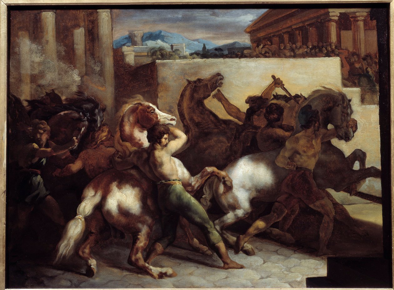 罗马的免费赛马绘画由 Theodore Gericault (1791-1824) 1817 年 0,45x0,6 m 作者 西奥多·杰里科（Theodore Gericault）