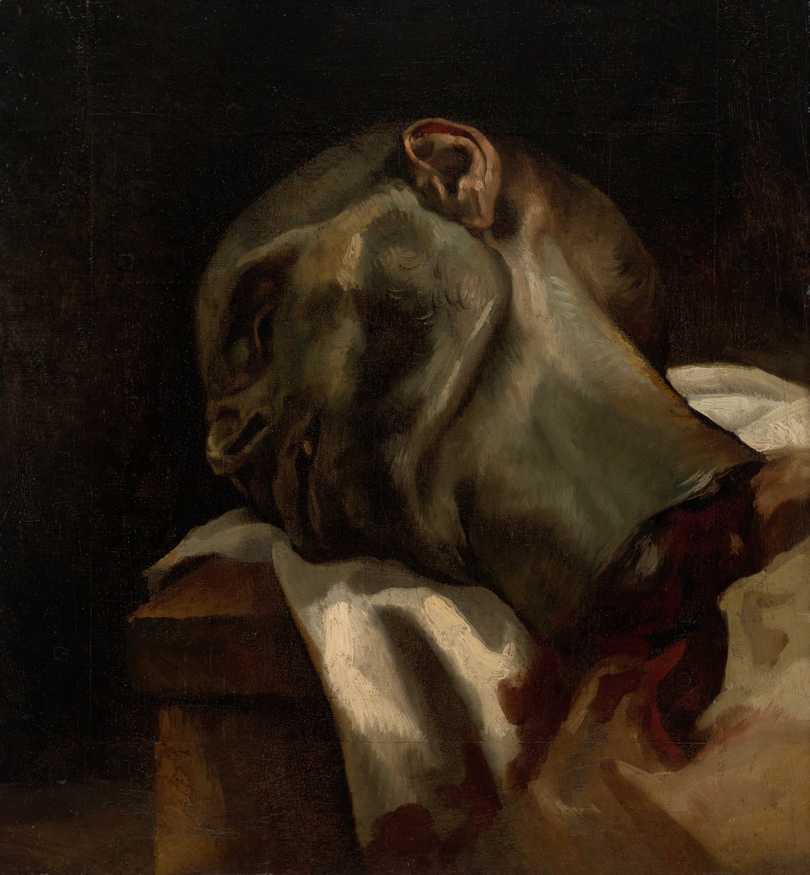 一个被送上断头台的人的头，181819年。 作者 西奥多·杰里科（Theodore Gericault）