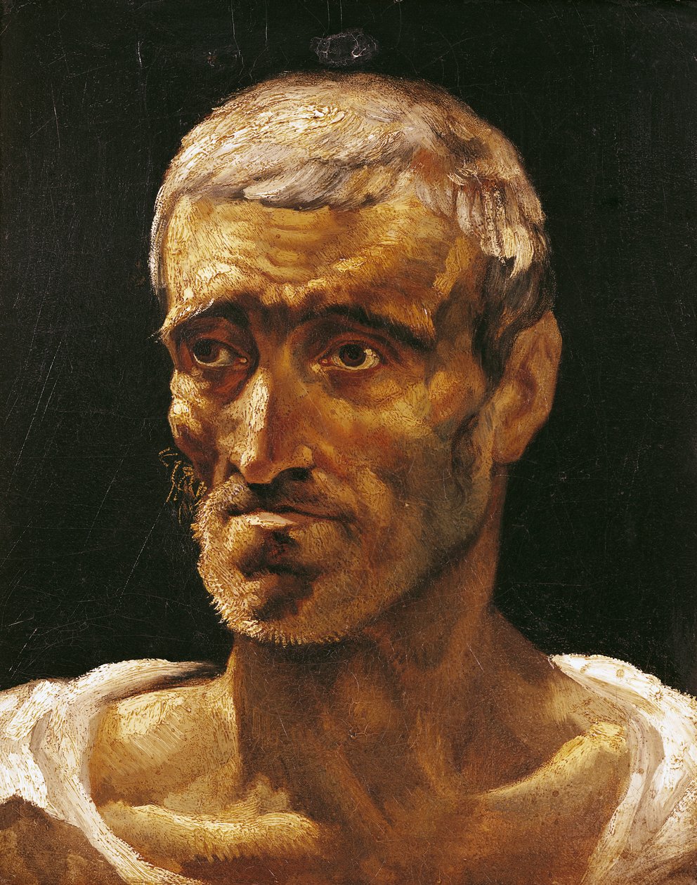 一名遇难船员的头，研究美杜莎筏，1817-19 作者 西奥多·杰里科（Theodore Gericault）