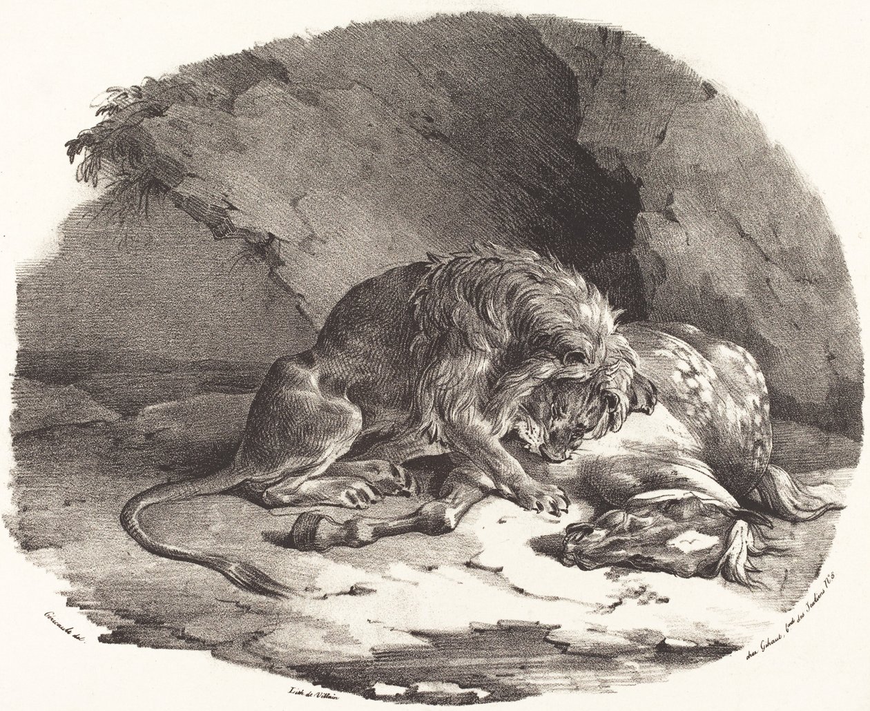 被狮子吞噬的马(Cheval devore par un lion) 作者 西奥多·杰里科（Theodore Gericault）