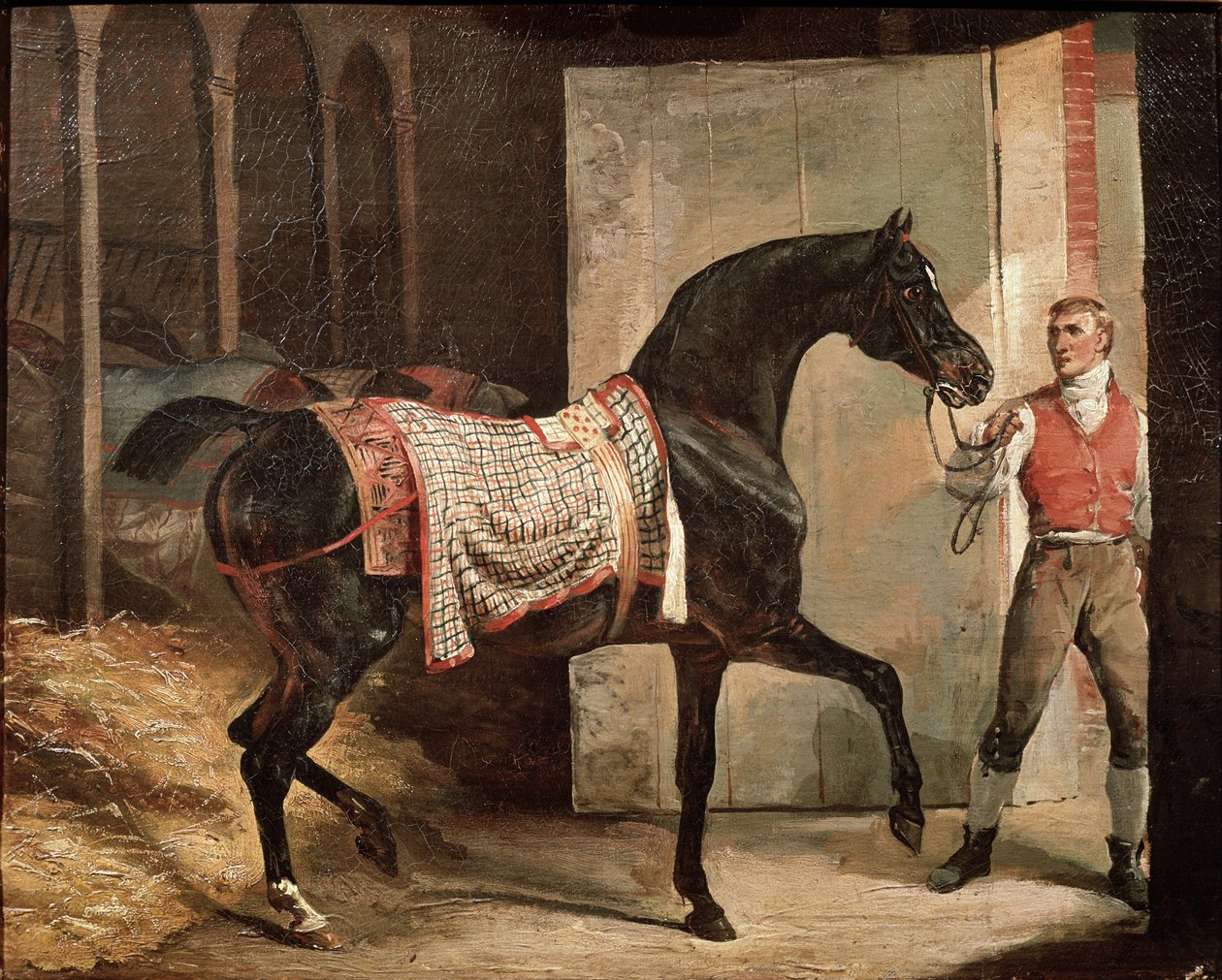 离开马厩的马（布面油画，19 世纪初） 作者 西奥多·杰里科（Theodore Gericault）