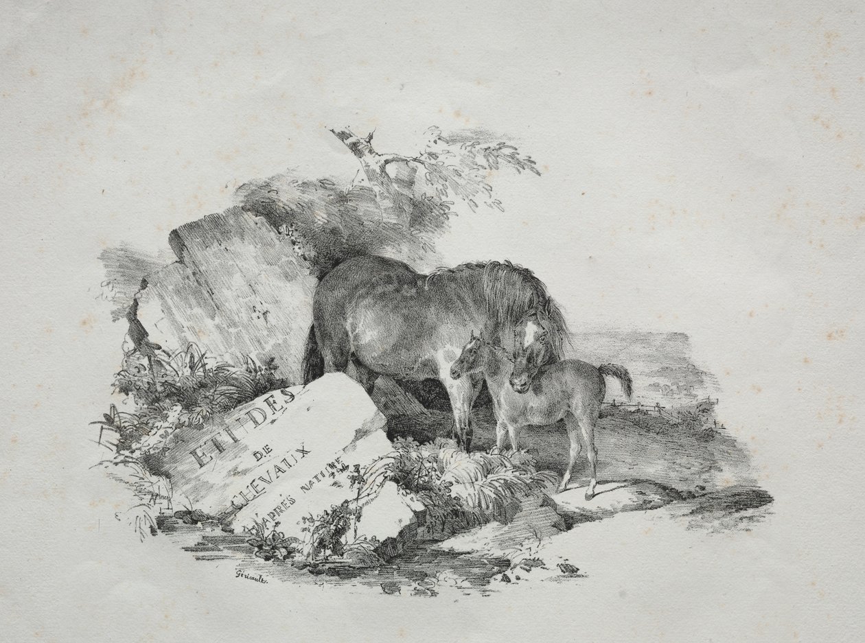 母马和她的小马驹。 作者 西奥多·杰里科（Theodore Gericault）