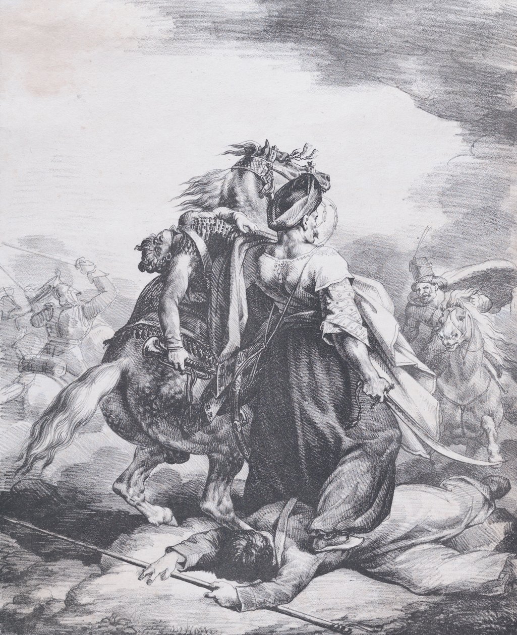 捍卫受伤的小号手的马穆鲁克人，1818年。 作者 西奥多·杰里科（Theodore Gericault）