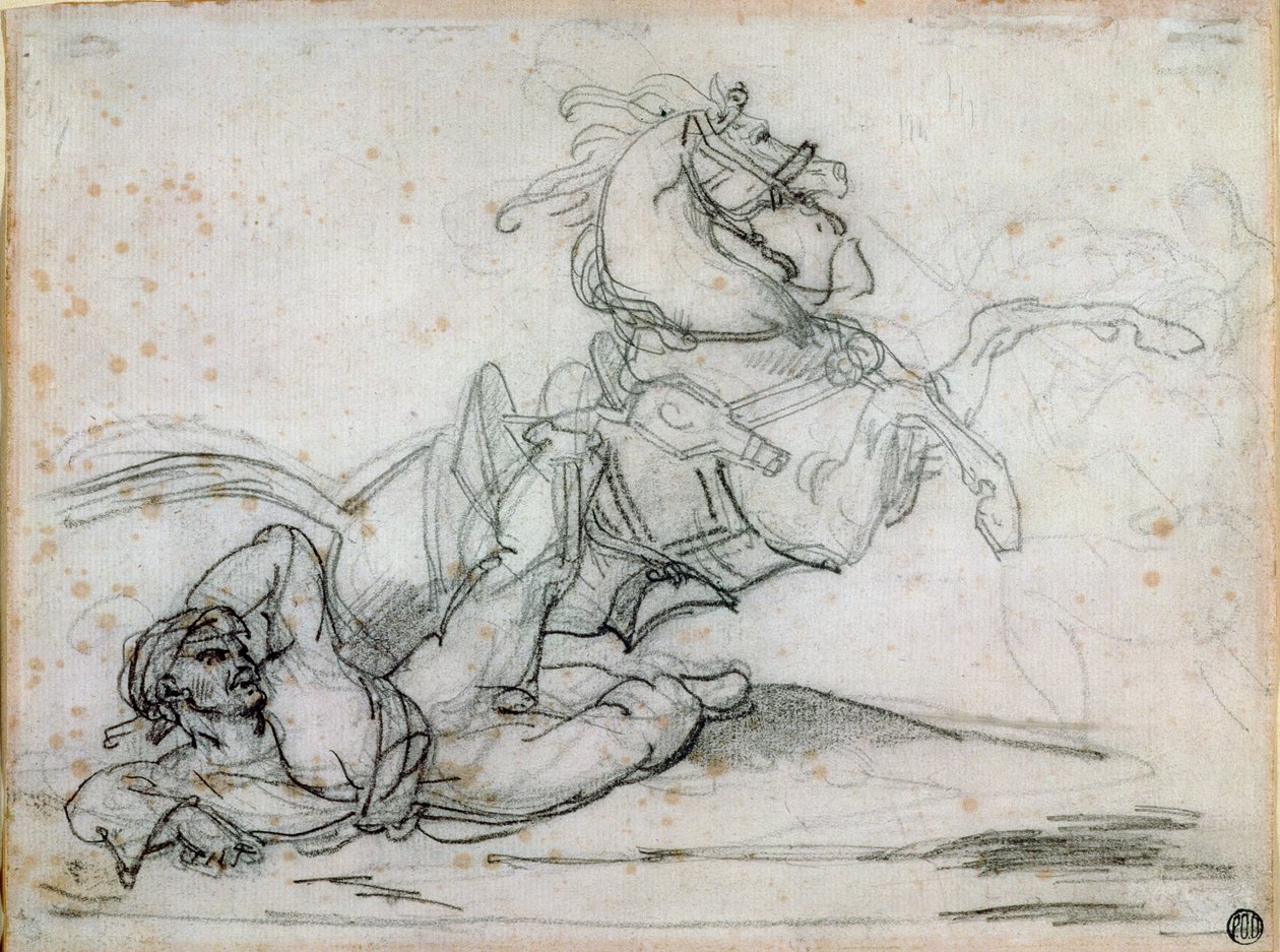 马梅卢克跌倒在他的马下 作者 西奥多·杰里科（Theodore Gericault）