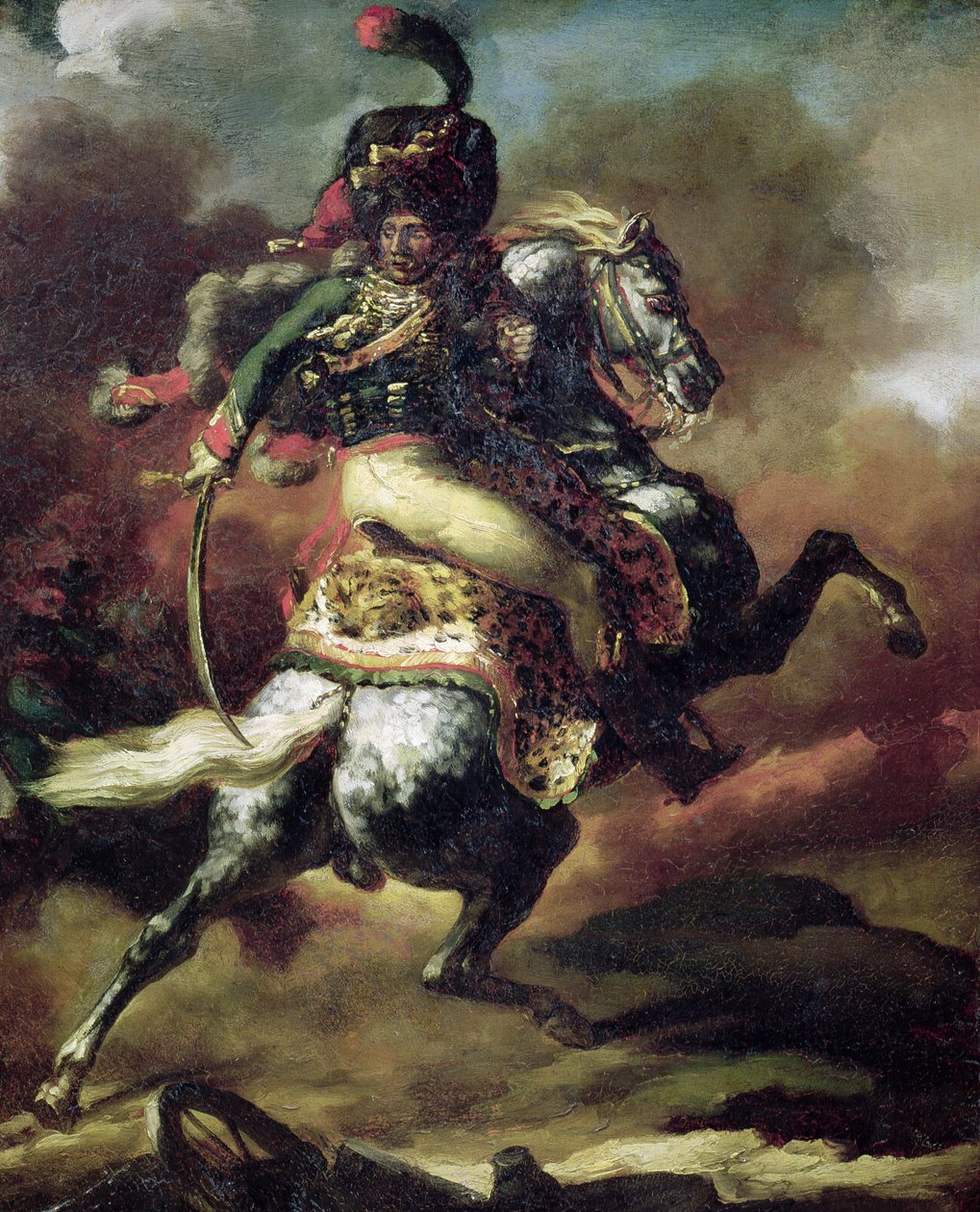 Hu骑兵在马背上充电的军官 作者 西奥多·杰里科（Theodore Gericault）