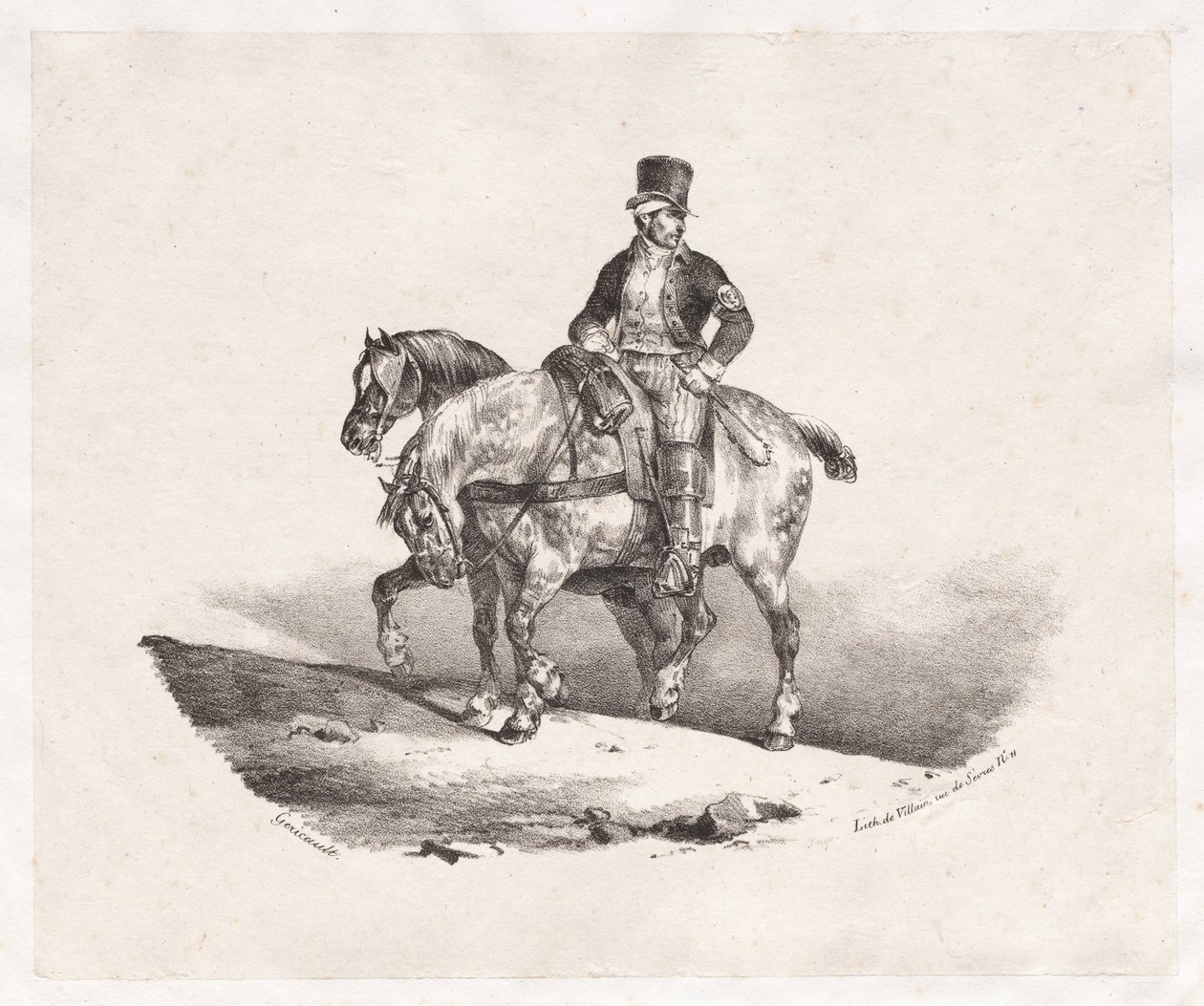 邮递员或两匹马，1823年。 作者 西奥多·杰里科（Theodore Gericault）