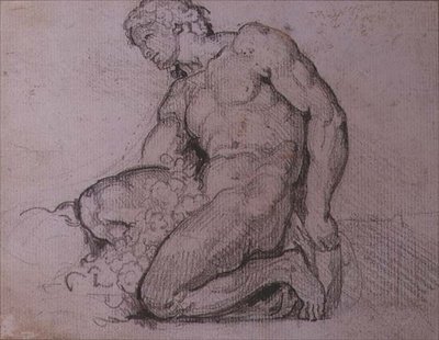 坐着的人物（铅笔和棕色墨水 作者 西奥多·杰里科（Theodore Gericault）
