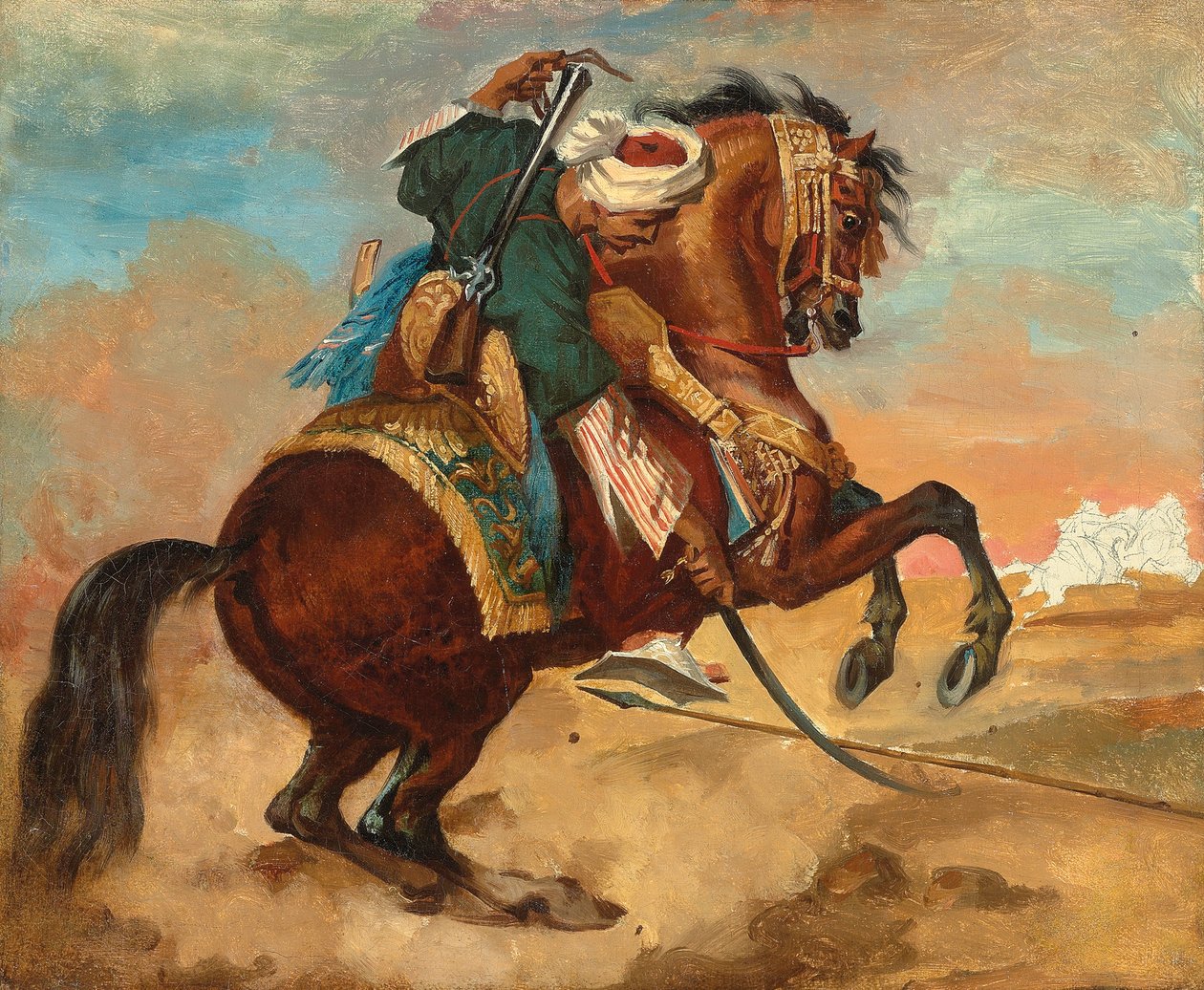 Turk Mounted on Chestnut Coloured Horse, c. 1810 (oil on canvas) 作者 西奥多·杰里科（Theodore Gericault）