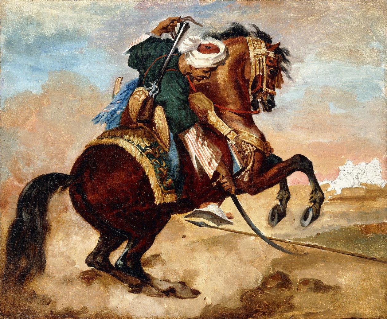 土耳其人骑着棕色的亚历山骏马，约1810年 作者 西奥多·杰里科（Theodore Gericault）
