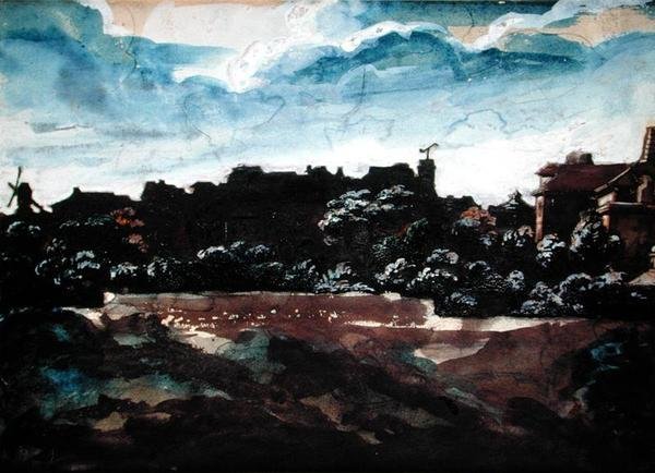 蒙马特的山丘景观（水彩画 作者 西奥多·杰里科（Theodore Gericault）