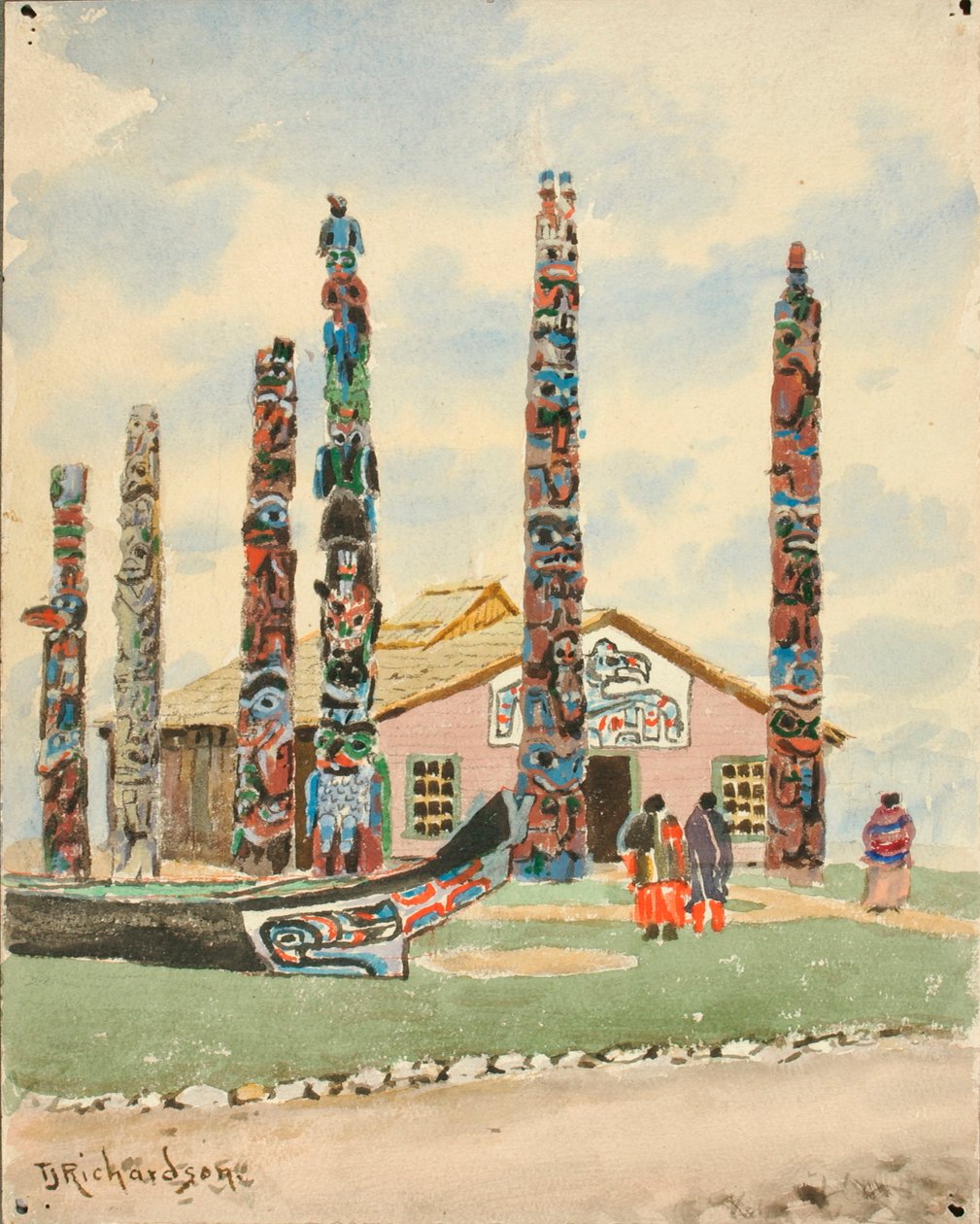 阿拉斯加建筑与圣路易斯博览会上的图腾，1904年。 作者 西奥多·J·理查森