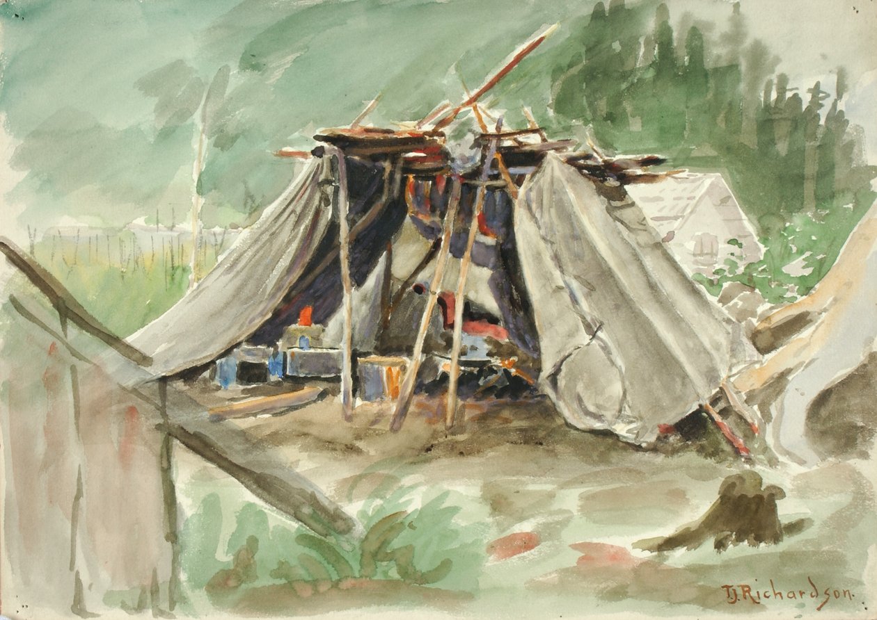 阿拉斯加印第安人营地，约1880-1914年。 作者 西奥多·J·理查森