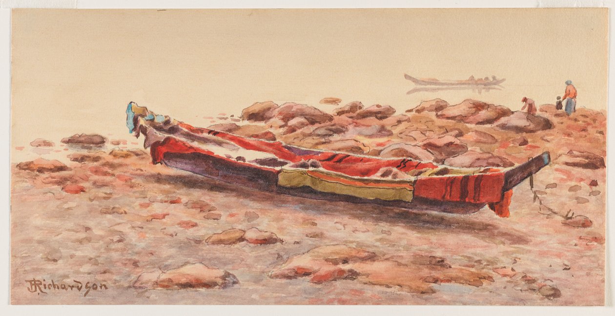 [西北独木舟]，可能是1884-86年或
1903-14（纸上水彩 作者 西奥多·J·理查森