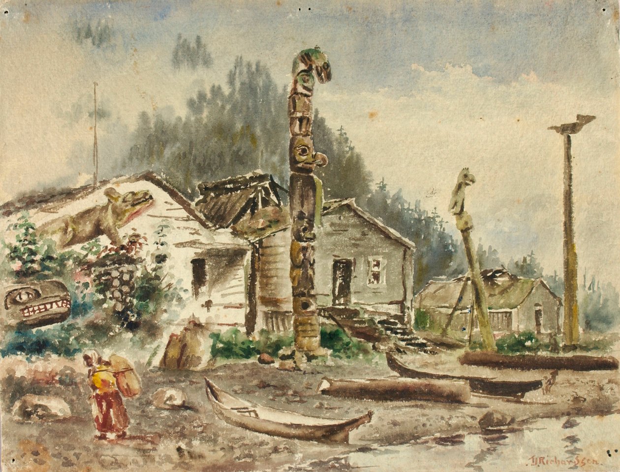 1884年，阿拉斯加弗兰格尔的景色。 作者 西奥多·J·理查森