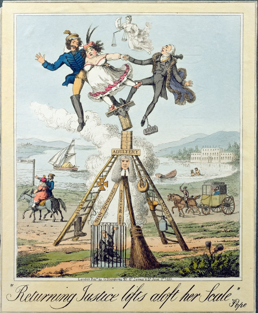 1821年伦敦G. Humphrey出版的“回归正义提升雅乐轩”（刻在纸上） 作者 西奥多·莱恩