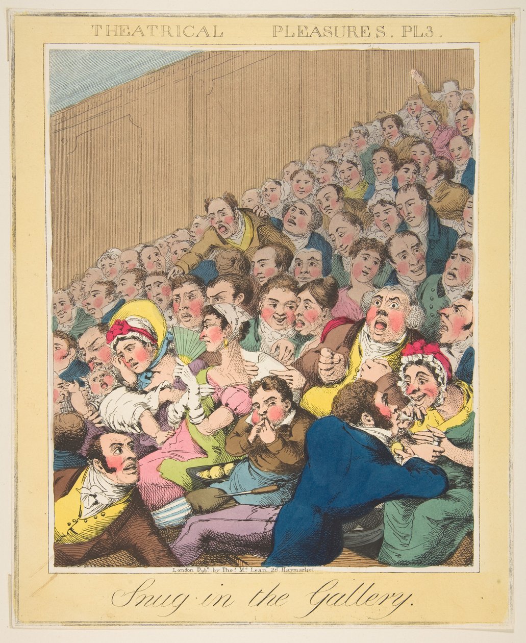 戏剧乐趣，在画廊里舒适，板3，约。 1835年。 作者 西奥多·莱恩