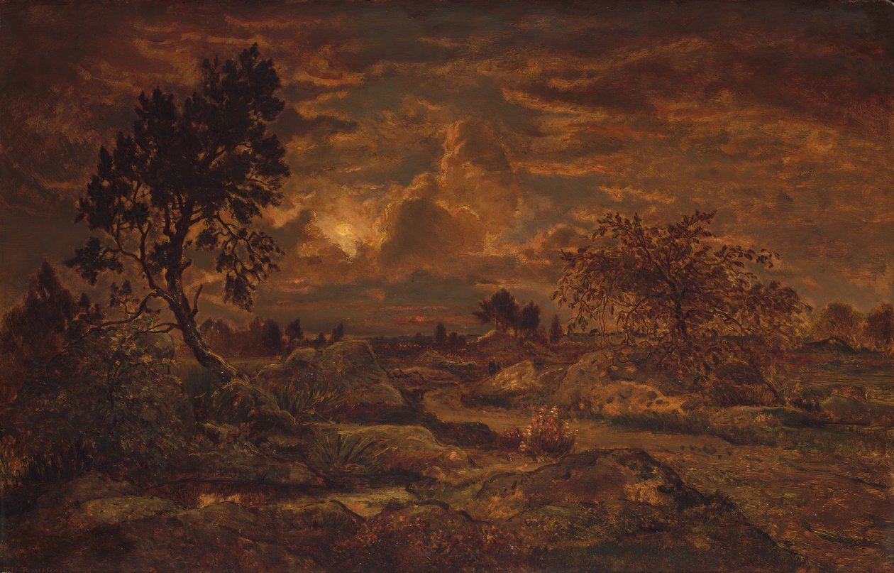 Arbonne附近的日落，约1860-65年。 作者 西奥多·卢梭