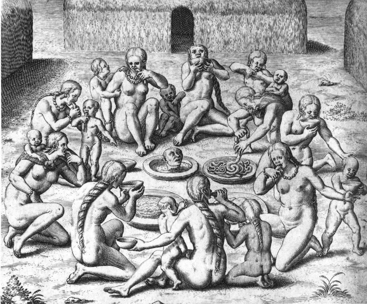 食人族餐。南美洲的食人族--在 "Admirante Narratio Americae "中，由Théodore de Bry撰写。 作者 西奥多·德布瑞