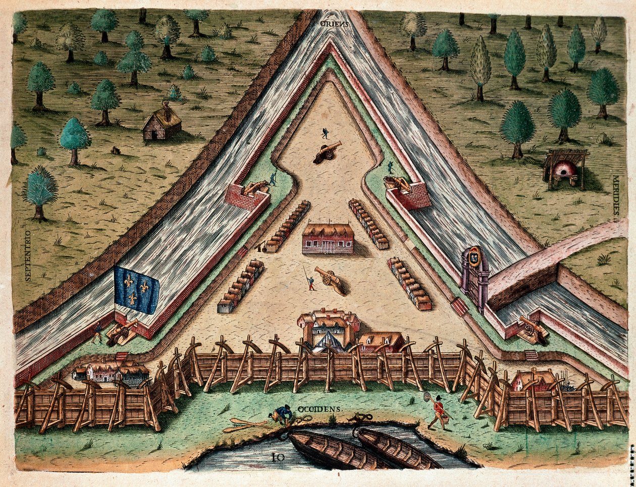 History of America: “Life of Fort Carolina, Bastion of Carolina” “Engraving from “Admirante Narratio Americae”” by Theodore de Bry (1528-1598) after a drawing by Jacques le Moyne (de Morgues) (1533-1588) 作者 西奥多·德布瑞