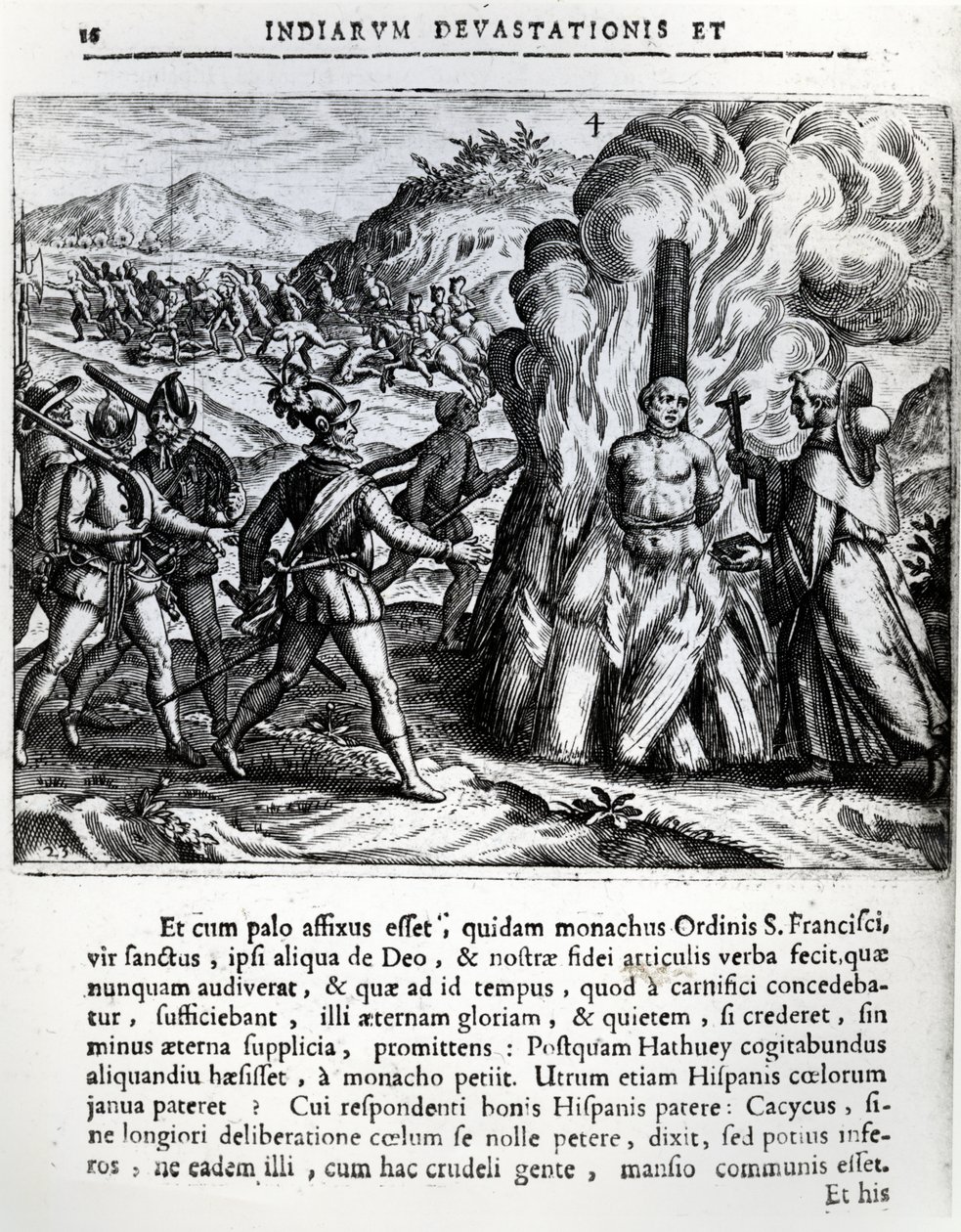 1664年2月2日，1664年2月2日，古巴Yara的西班牙人燃烧Hatuey 作者 西奥多·德布瑞