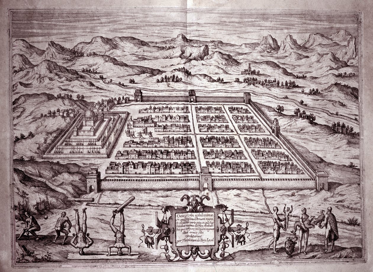 秘鲁库斯科的印加城市景观（雕版画 作者 西奥多·德布瑞