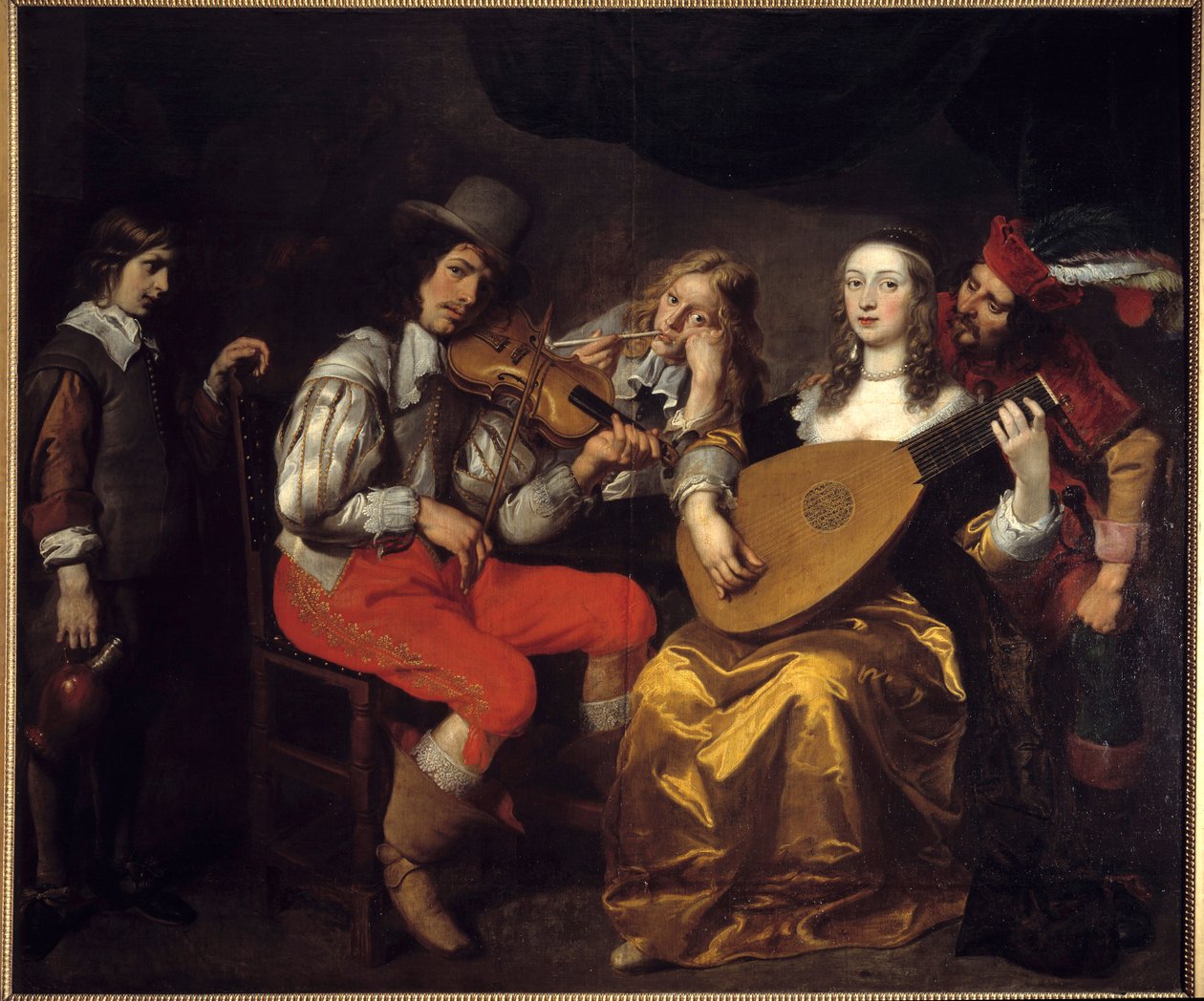 1650 年的一场音乐会（荷兰）。 Van Thulden (1606-1669) Ec. 的绘画 火焰。 作者 西奥多·范·图尔登