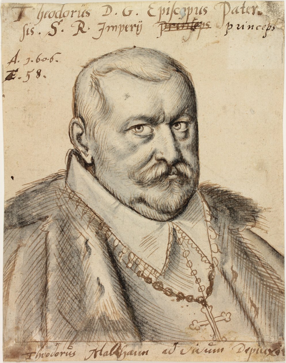 TheatoredeFürstenberg，帕德博恩主教，1606年（钢笔和墨水在纸上洗） 作者 西奥多罗斯·马尔森（Theodorus Malthann）