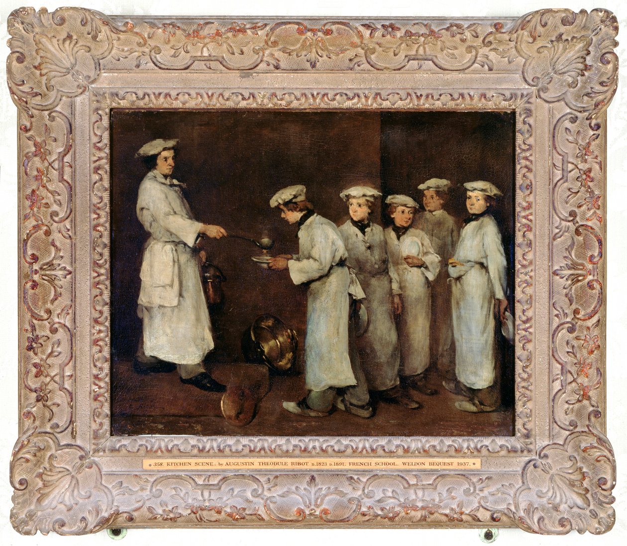 厨房场景，19世纪60年代初 作者 Theodule Ribot