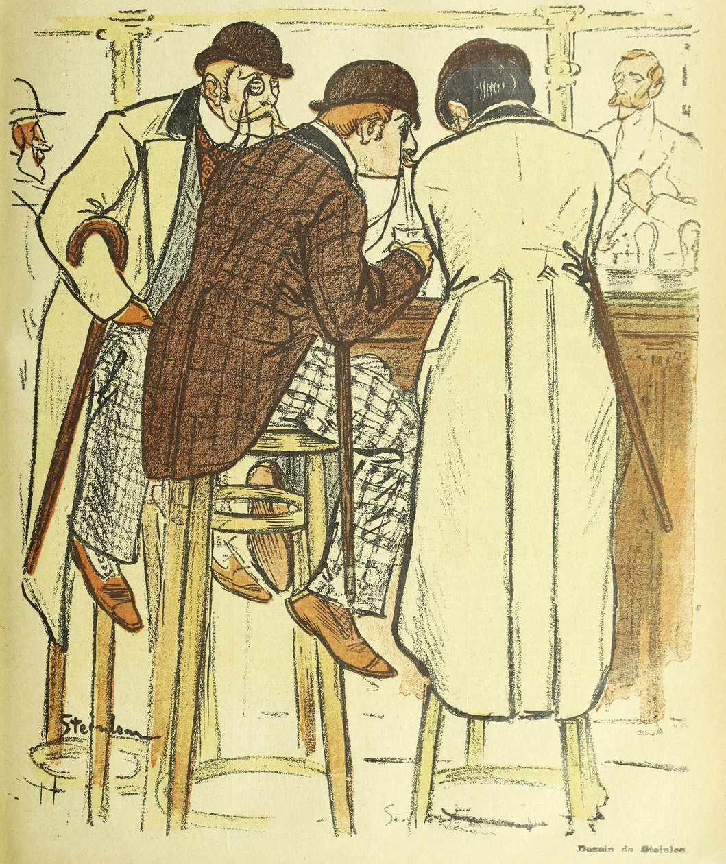 在酒吧，从Gil Blas Illustre，酒吧。 1899年 作者 西奥菲勒·亚历山大·斯坦伦