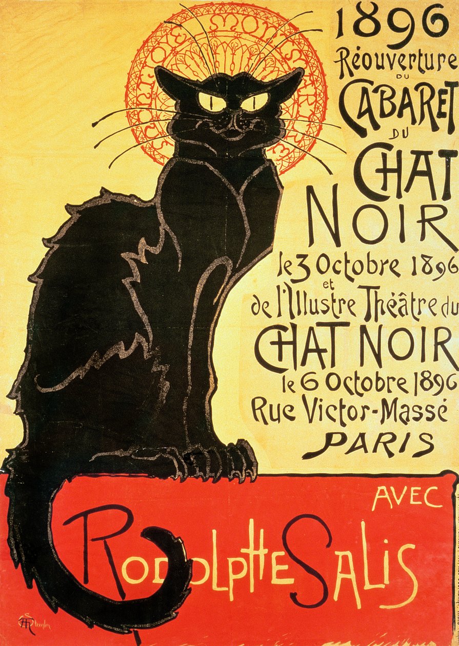 重新开放Chat Noir Cabaret，1896 作者 西奥菲勒·亚历山大·斯坦伦