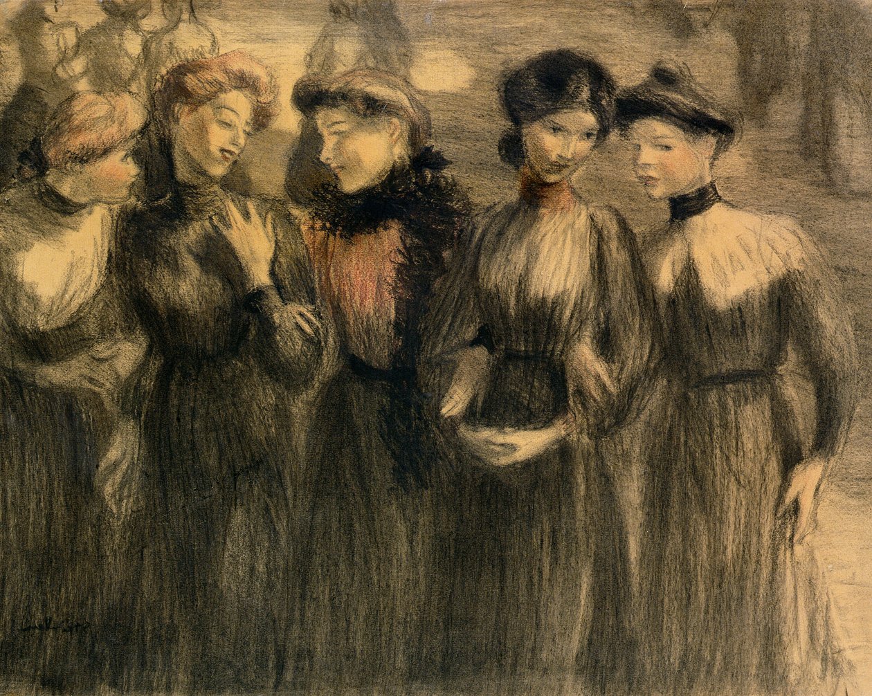 The Walk，c.1881（纸上粉彩） 作者 西奥菲勒·亚历山大·斯坦伦