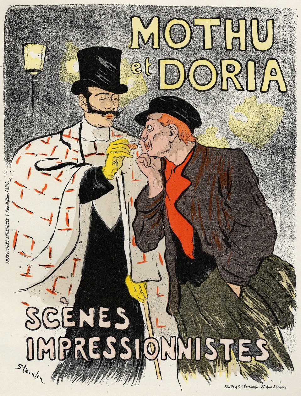 Art. Entertaiment. The singers Mothu and Doria. Poster by Steinlen, France 作者 西奥菲勒·亚历山大·斯坦伦