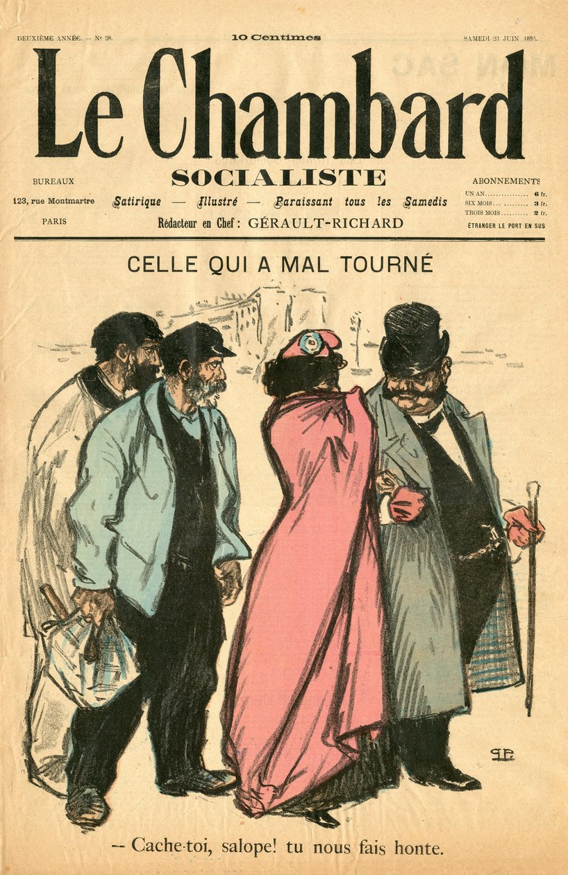 “” Le Chambard socialiste ”的封面，第 28 期，Satirique en Couleurs 作者 西奥菲勒·亚历山大·斯坦伦
