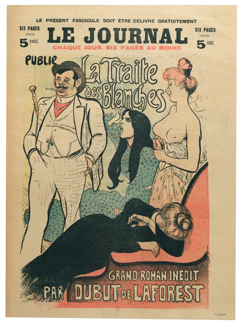 《La Traite des Blanches》，作者 Jean-Louis Dubut de Laforest（1853-1902 年），《Le Journal》封面，十九世纪末（彩色平版印刷） 作者 西奥菲勒·亚历山大·斯坦伦