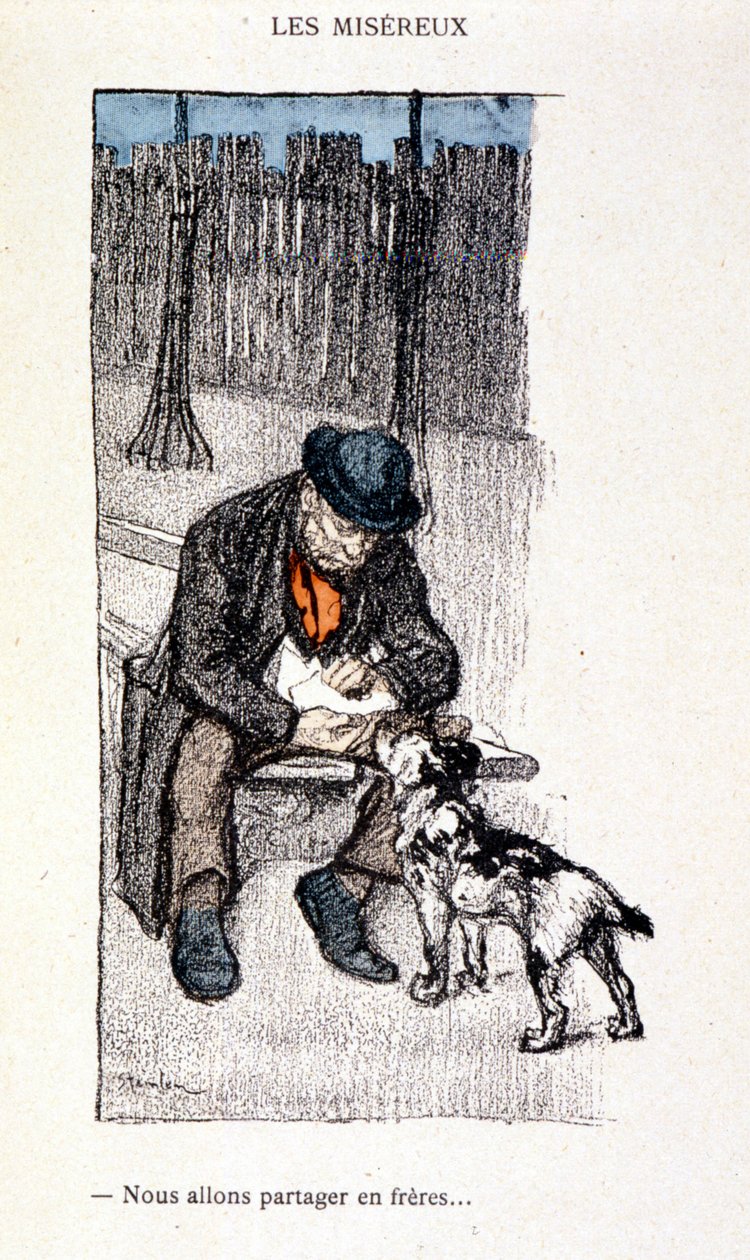 Les Miséreux。我们将像兄弟一样分享（主人和他的狗）--在 "Dans la vie "中，作者Steinlen 作者 西奥菲勒·亚历山大·斯坦伦