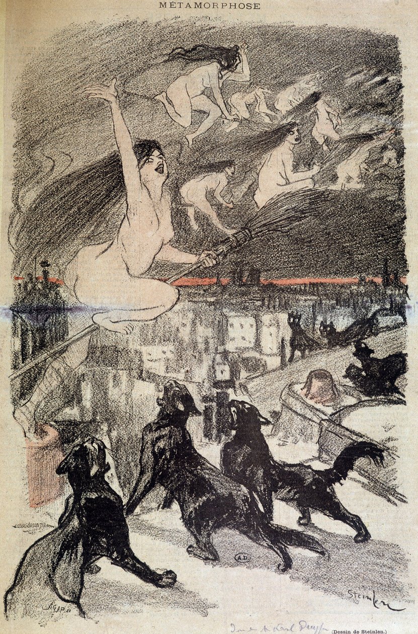 Metamorphosis of cats into witches - by Steinlen 作者 西奥菲勒·亚历山大·斯坦伦