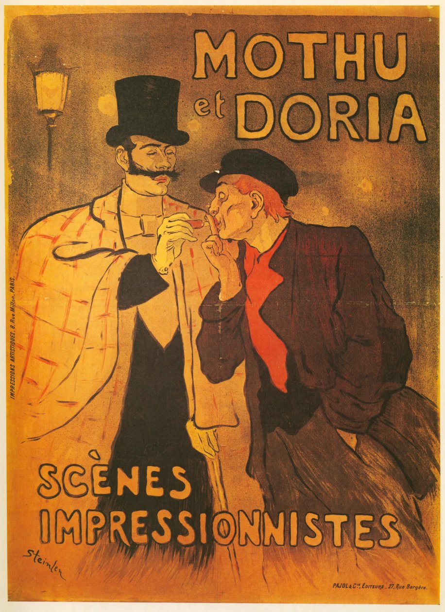 Theophile A.Steinlen: Mothu and Doria.印象派场景。法国...（石版） 作者 西奥菲勒·亚历山大·斯坦伦