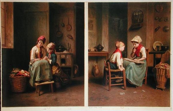 教训和纸牌游戏》，1858年印刷（彩色平印）。 作者 Theophile Emmanuel (after) Duverger