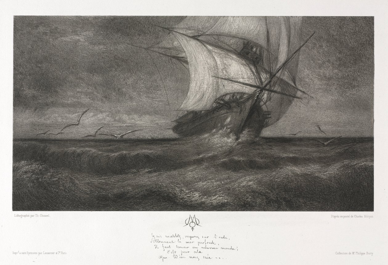 幽灵船，或在海浪上，1872年。 作者 西奥菲勒·纳西斯·肖维尔