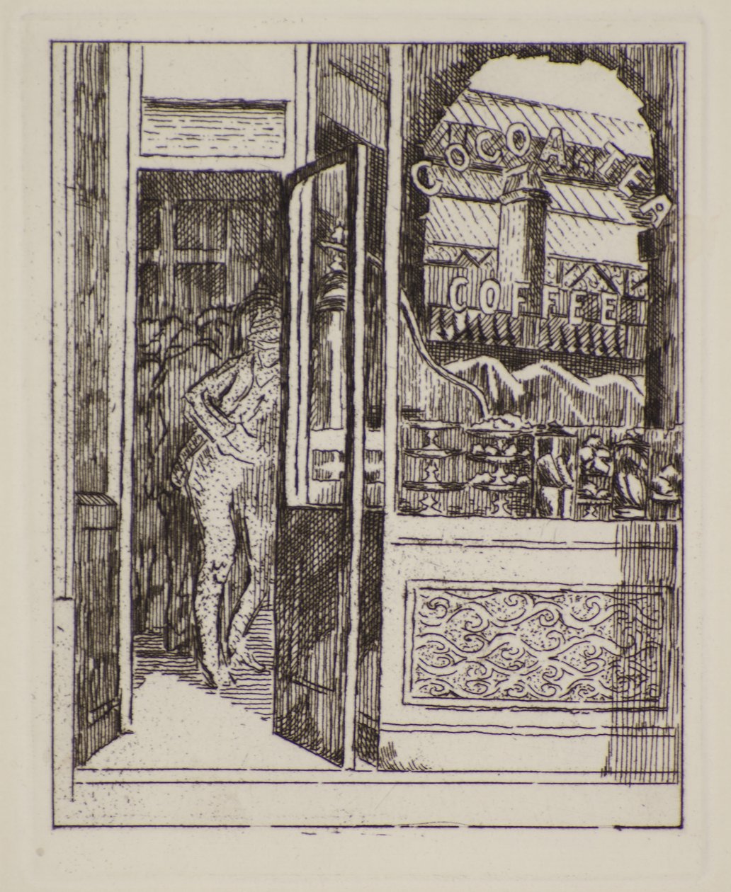 Coffee Bar, 20th century (etching) 作者 特蕾丝·雷索（Therese Lessore）